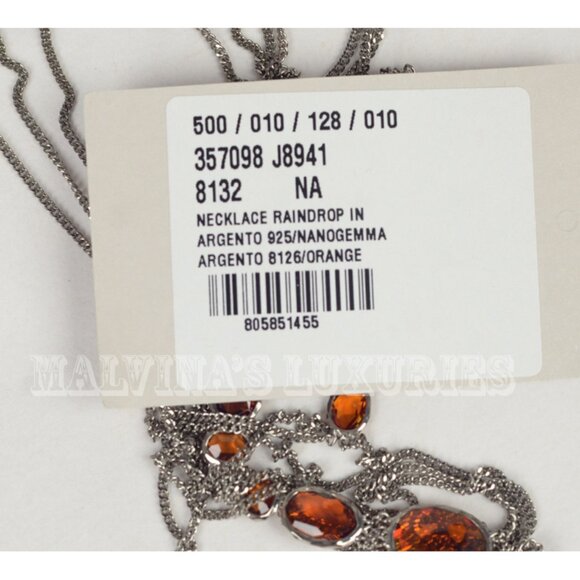 GUCCI NECKLACE RAINDROP COLLECTION STERLING SILVER ORANGE STONES - Picture 5 of 5